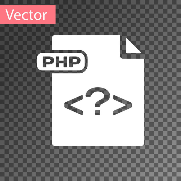 Белый PHP-файл. Иконка кнопки выделена на прозрачном фоне. Символ файла PHP. Векторная миграция
 - Вектор,изображение