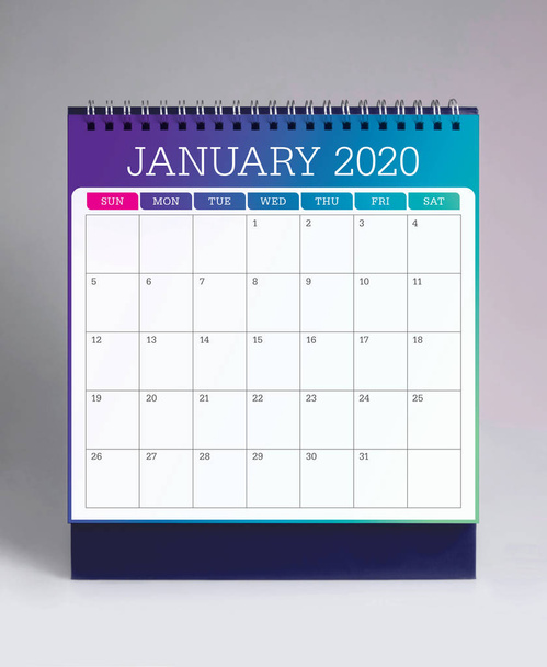 Calendrier de bureau simple 2020 - Janvier
 - Photo, image