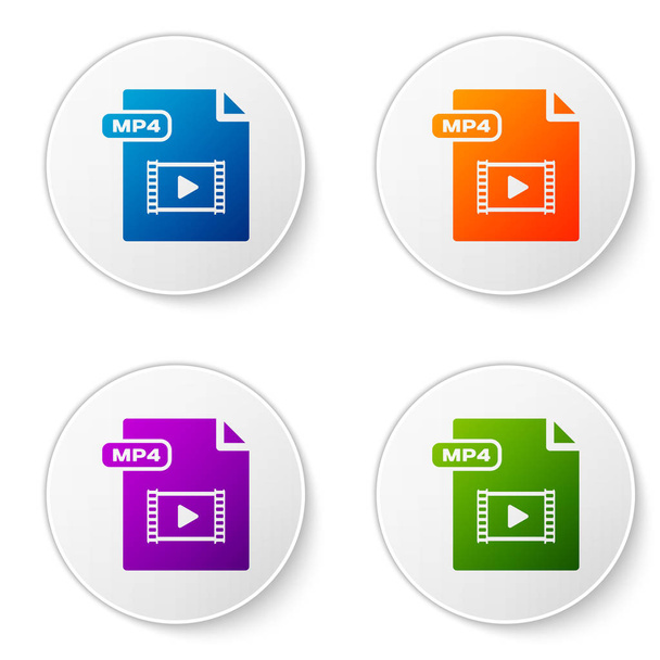Color MP4 file document. Download mp4 button icon isolated on white background. MP4 file symbol. Set icons in circle buttons. Vector Illustration - Vector, Image