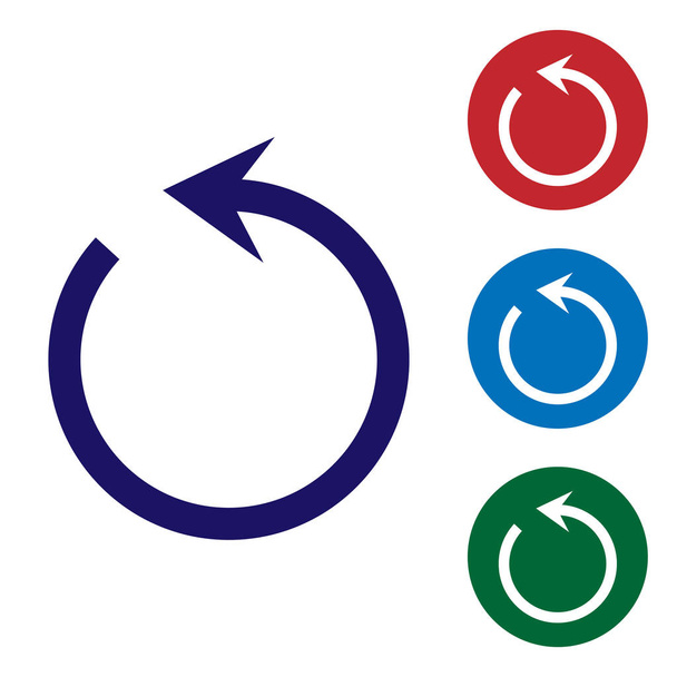 Kék frissítés ikon izolált fehér háttér. Reload szimbólum. Elforgatás nyíl kör alakú előjellel. A színikon beállítása kör gombokon. Vektoros illusztráció - Vektor, kép