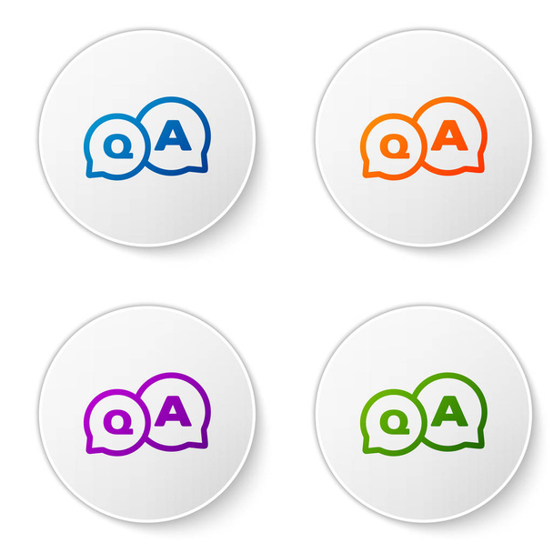 Color Speech bubbles with Question and Answer icon isolated on white background. Q and A symbol. FAQ sign. Chat speech bubble and chart. Set icons in circle buttons. Vector Illustration - Vector, Image