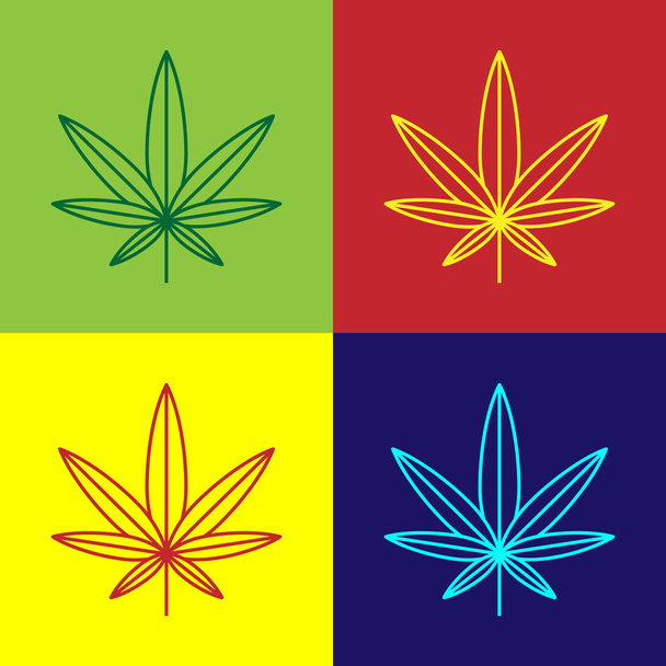 Колір Медична марихуана або значок листя конопель ізольовані на кольоровому фоні. Конопляний символ. Векторна ілюстрація
 - Вектор, зображення
