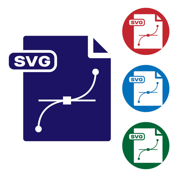 Documento de arquivo SVG azul. Baixar ícone de botão svg isolado no fundo branco. Símbolo de arquivo SVG. Definir ícones de cor em botões de círculo. Ilustração vetorial
 - Vetor, Imagem