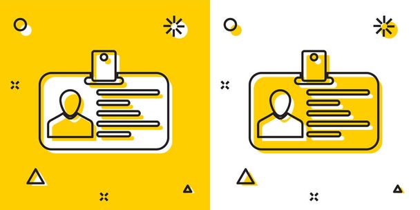 Icona del distintivo di identificazione nera isolata su sfondo giallo e bianco. Può essere utilizzato per la presentazione, l'identità dell'azienda, la pubblicità. Forme dinamiche casuali. Illustrazione vettoriale
 - Vettoriali, immagini