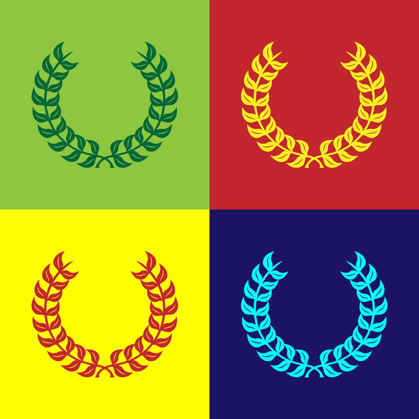 Color Laurel corona icono aislado en el fondo de color. Triunfo símbolo. Ilustración vectorial
 - Vector, Imagen