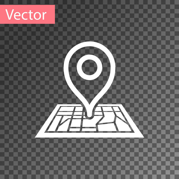Marcador de posición blanco sobre papel mapa en perspectiva icono aislado sobre fondo transparente. Ilustración vectorial
 - Vector, Imagen