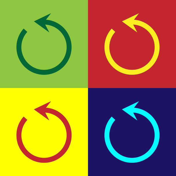 Icona Aggiorna colore isolata su sfondo a colori. Ricarica simbolo. Freccia di rotazione in un segno di cerchio. Illustrazione vettoriale
 - Vettoriali, immagini