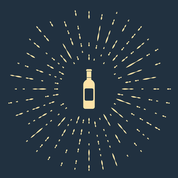 Beige Bottle of wine icon isolated on dark blue background. Abstract circle random dots. Vector Illustration - Vector, Image