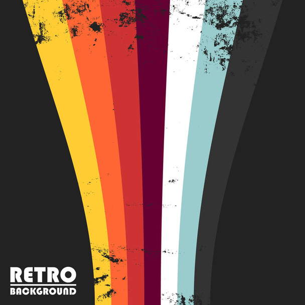 Retro grunge design background with colorful vintage stripes - Vector, Image