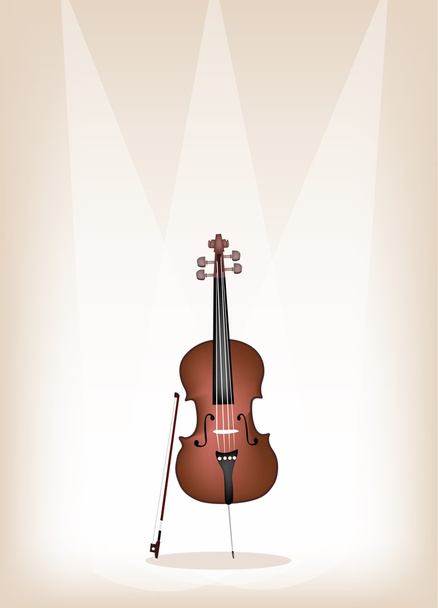 A Beautiful Brown Cello on Stage Background - Vector, Image