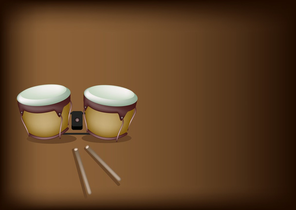 nádherný bongo buben na tmavě hnědé pozadí - Vektor, obrázek