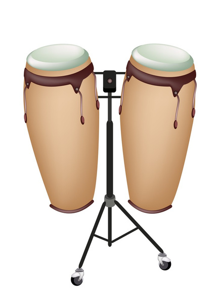 Beautiful Musical Instrument of Congas on Stand - Vector, Image