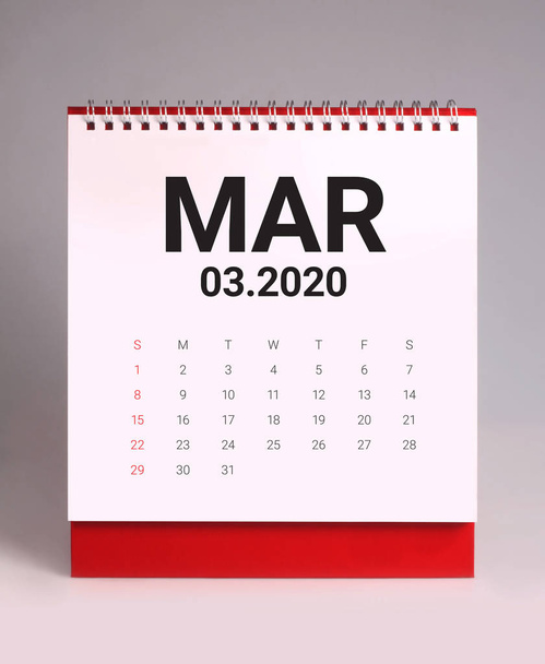 Απλό ημερολόγιο γραφείου 2020-Μάρτιος - Φωτογραφία, εικόνα