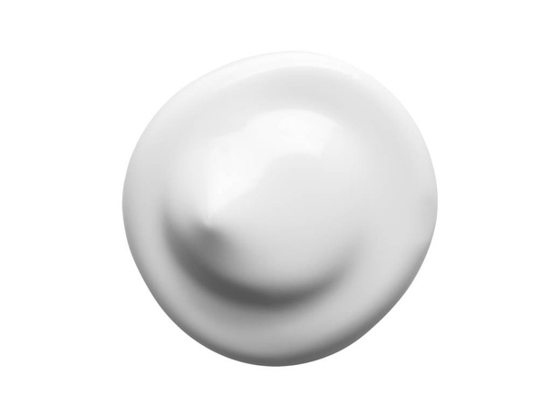Lotion cosmétique blanche cercle de swatch isolé sur fond blanc. Soin de la peau produit cosmétique texture crémeuse
 - Photo, image
