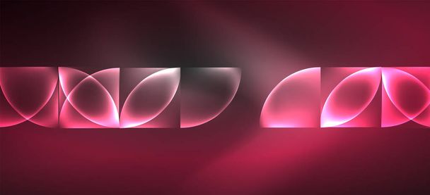 Neonové zářící technolinie, Hi-Tech futuristické abstraktní pozadí. Šablona s abstraktními obrazci v tmavém prostoru - Vektor, obrázek