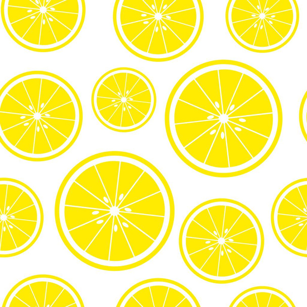 Seamless white background with lemon slices. Vector illustration design for greeting card or template. - Vektör, Görsel