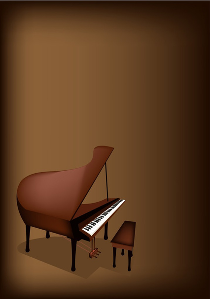 Retro zongora, sötét barna háttér - Vektor, kép