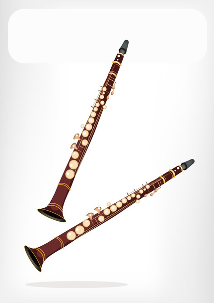 een muzikale klarinet met een witte banner - Vector, afbeelding