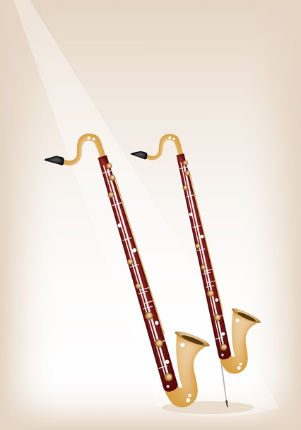 Кларнет музыкального баса на коричневом фоне сцены
 - Вектор,изображение