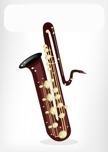 ein musikalisches Basssaxophon mit weißer Fahne - Vektor, Bild