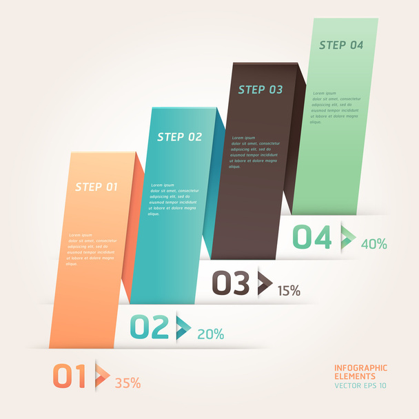 Modern arrow origami style step up number options banner template. - Vektor, kép