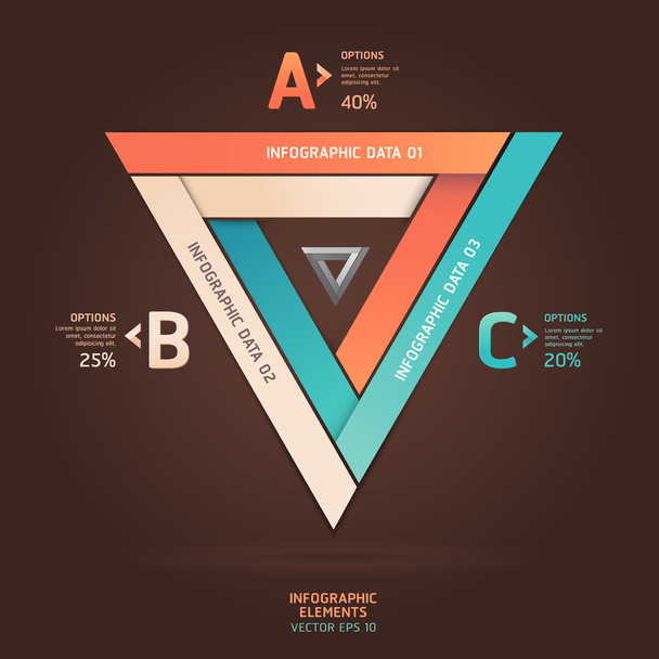 Modern infinite triangle origami style options banner. Vector illustration. - Vector, afbeelding