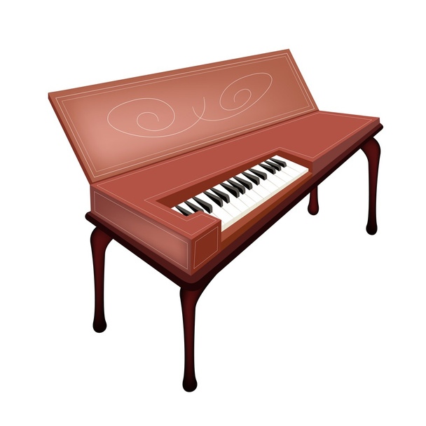 Retro Clavichord eristetty valkoisella taustalla
 - Vektori, kuva