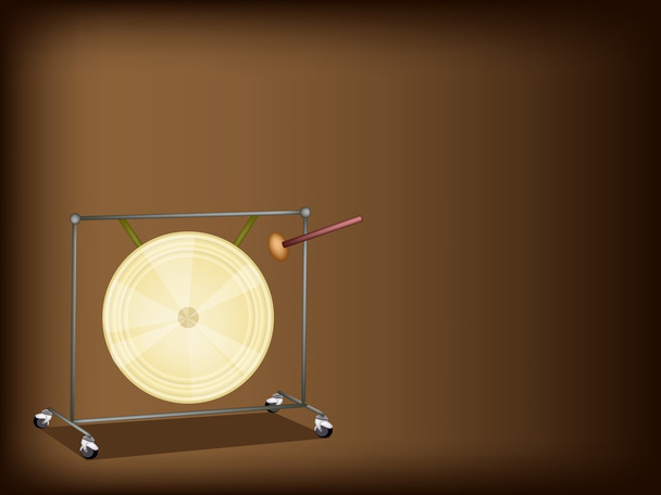 A Musical Gong on Dark Brown Background - Vector, Image