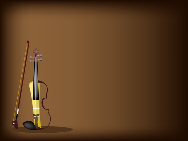 暗い茶色の背景に美しい現代的なバイオリン - ベクター画像