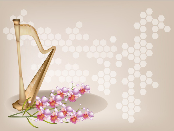 Une belle harpe et orchidée sur fond brun
 - Vecteur, image
