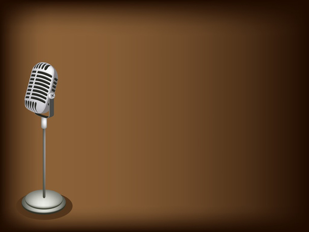 ein Retro-Mikrofon auf dunkelbraunem Hintergrund - Vektor, Bild