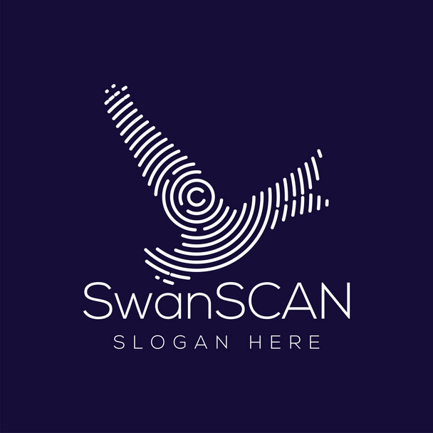Swan skanowanie technologia logo wektor elementu. Szablon Logo technologii zwierząt - Wektor, obraz
