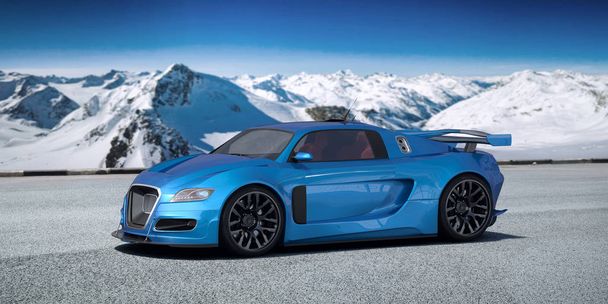 3D rendering of a brand-less generic concept car - Photo, Image