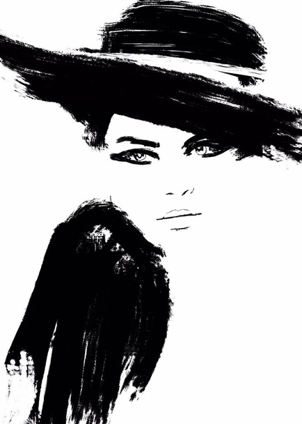 Abstracte mode illustratie in zwart-wit afdrukken - Foto, afbeelding