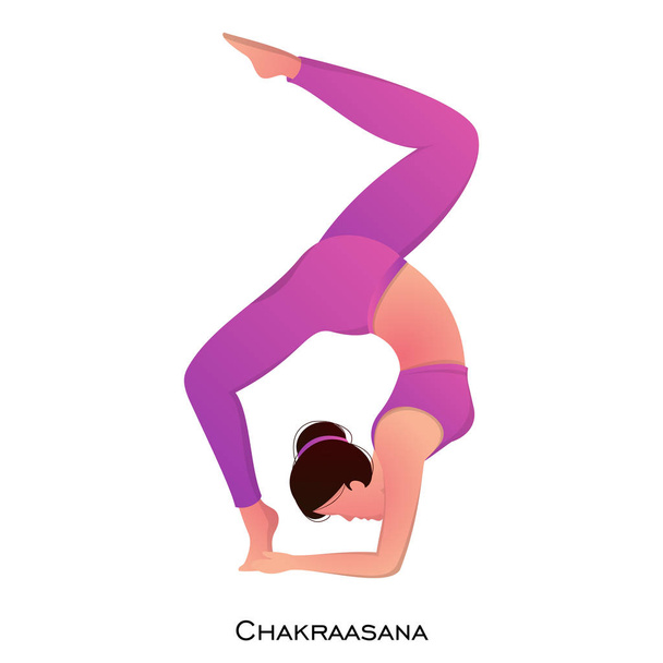 Young woman in chakra asana pose. - Vector, afbeelding