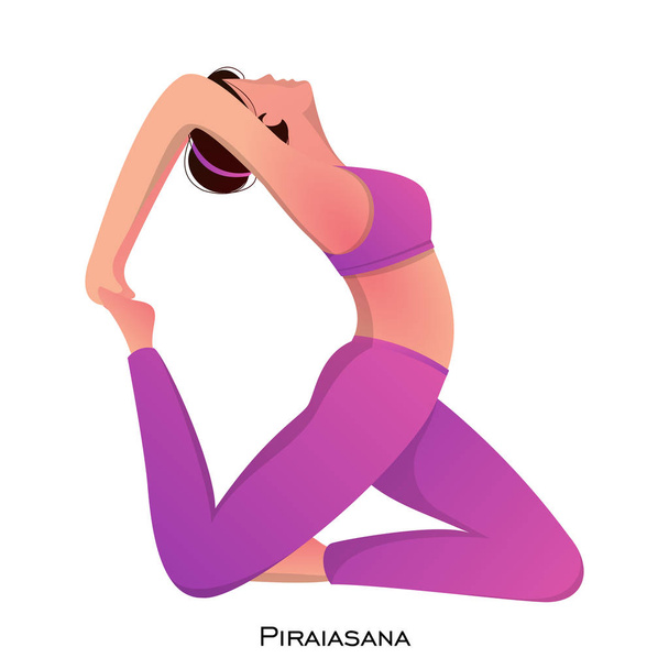Young woman practise yoga pirai asana pose. - Вектор, зображення