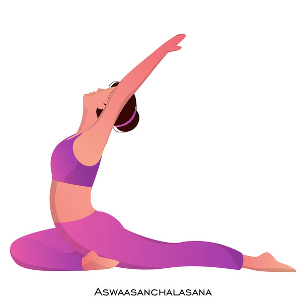 Young woman doing aswaasanchal asana pose. - Vector, Image