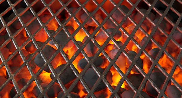Charcoal Fire And Grid - Photo, Image