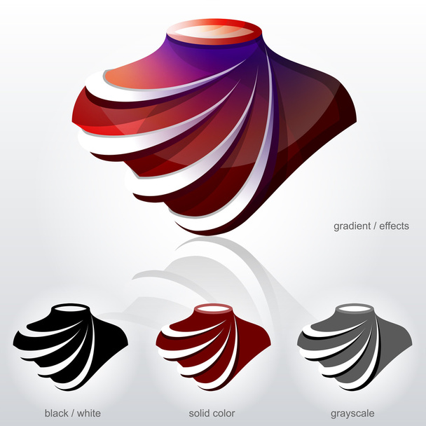 σύμβολο στο σχήμα του στήθους με διαγώνια τόξα για όπως ύφασμα πτυχώσεις - Διάνυσμα, εικόνα