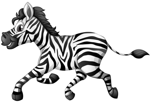 Zebra działa na białym tle - Wektor, obraz