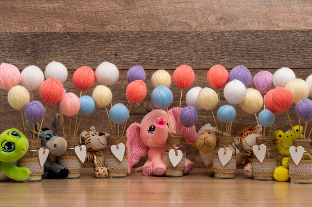 Balls, sticks and baby dolls for christening - Photo, Image