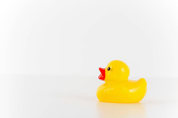 rubber yellow duck toy isolated on white  - Foto, Bild