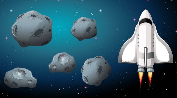 Rocket e asteroide scena
 - Vettoriali, immagini