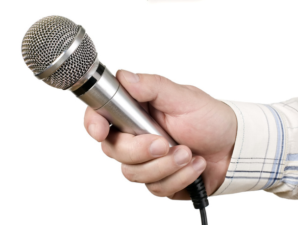 Man and modern microphone with wire - Photo, image