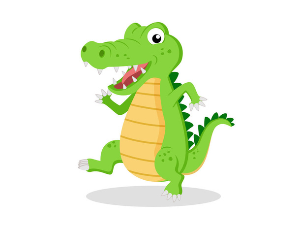 Leuke cartoon krokodil (Alligator) op witte achtergrond-vector illustratie - Vector, afbeelding