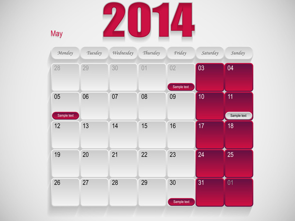 Diseño del calendario Mayo
 - Vector, Imagen