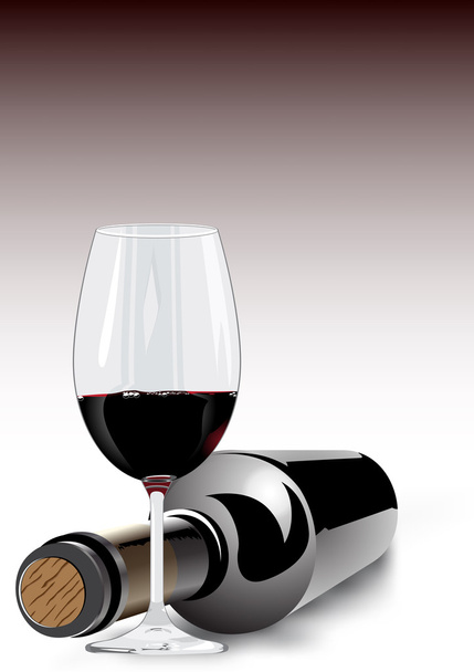 üveg-és üveg vörösbor - Vektor, kép