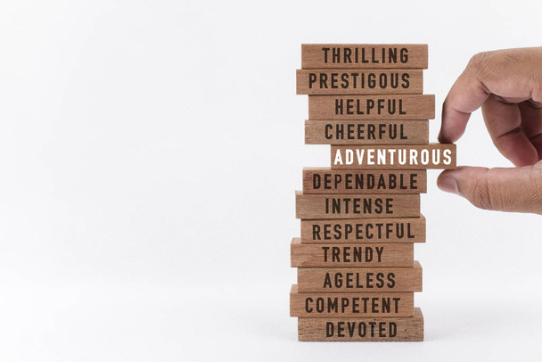 Business characteristic concepts on wooden stacks - Photo, image