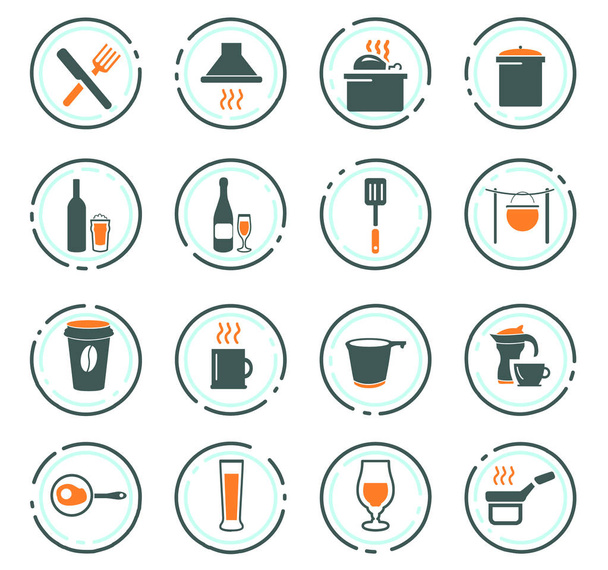 Food and kitchen icons set - Vektor, obrázek