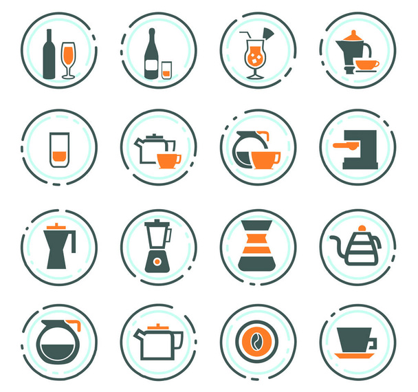 Utensils for the preparation of beverages icons - Vector, Image